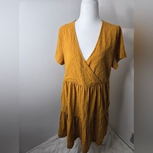 Madewell Golden V-Neck Dress With Pockets